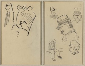 Soldaten; Vier soldaten en een zittende figuur [verso] door Paul Gauguin