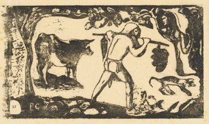 Tahitiaan die bananen draagt (Le porteur de fei) door Paul Gauguin