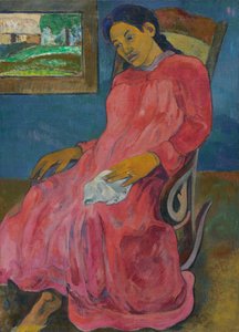 Tahitiaans:  Faaturuma Melancholisch door Paul Gauguin