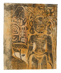 Tahitische idool—de godin Hina door Paul Gauguin