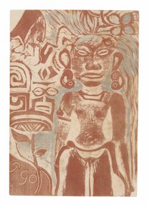 Idool van Tahiti - de godin Hina door Paul Gauguin