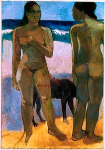 Tahitiaanse meisjes op het strand (olieverf op doek) door Paul Gauguin