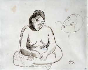 Tahitische vrouw zittend