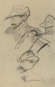Drie Studies van een Man met een Hoed [recto] door Paul Gauguin