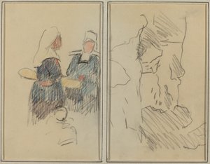 Twee Bretonse Vrouwen; Landschap [recto] door Paul Gauguin
