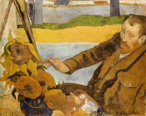 Vincent van Gogh, zonnebloemen schilderend