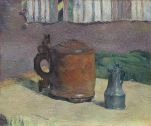 Houten Bierpul en Metalen Kan door Paul Gauguin