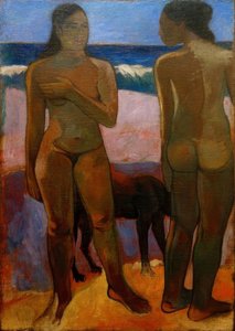 Twee Tahitiaanse vrouwen op het strand door Paul Gauguin