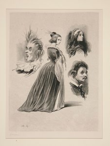 (FEUILLE DE CROQUIS.) door Paul Gavarni
