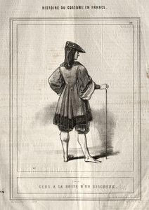 Histoire du Costume en France: Mensen in het gevolg van een heer door Paul Gavarni