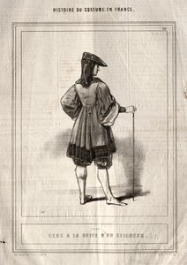 Histoire du Costume en France: Mensen in het gevolg van een heer door Paul Gavarni
