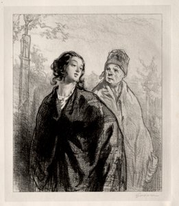Het Meisje en de Moeder door Paul Gavarni