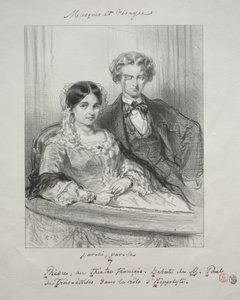 Masques et visages: Paric, par-la: Phèdre au Théâtre-Français Debut van M. Paul de Trois-Etoiles in de rol van Hippolyte door Paul Gavarni