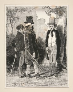 Mijnheer... pardon!... mijn vriend beweert dat u van verlangen brandt... door Paul Gavarni