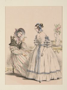 NOVEMBRE 1838. Robe en foulard poil de chèvre à raies perlées; door Paul Gavarni