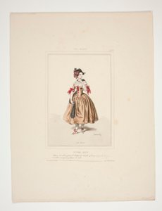 PAYSANNE BASQUE. Chapeau de velours garni de houppes de chenille.