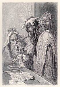De wetenschappers van Lordbruldrud onderzoeken Gulliver, uit de Franse editie van Gullivers Reizen door Jonathan Swift door Paul Gavarni