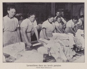 Wasvrouwen in een wasserij in Parijs door Paul Géniaux