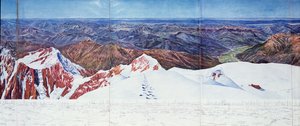Panoramisch uitzicht op de top van Pelvoux (sommet du Pelvoux) in het Massif des Ecrins, Franse Alpen