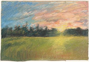Een Weide bij Zonsondergang