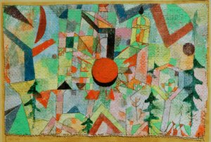 Kasteel met ondergaande zon door Paul Klee