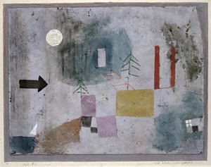 Voorbijgaande rode pilaren door Paul Klee