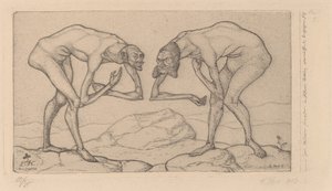 Twee mannen ontmoeten elkaar, elk denkend dat de ander van hogere rang is door Paul Klee