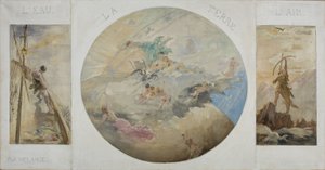 Schets voor de eetkamer van het Stadhuis van Parijs: Water, Aarde, Lucht, tussen 1891 en 1892 door Paul Louis Delance