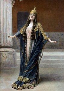 Operazangeres Lucy Arbell (1882-1947) als koningin Amahelli in opera "Bacchus", Parijs, foto Nadar uit Franse krant "Le Theatre" jul 1909 door Paul Nadar