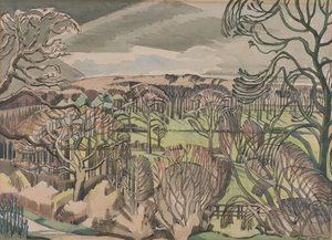 Landschap bij Fulmer, Buckinghamshire door Paul Nash