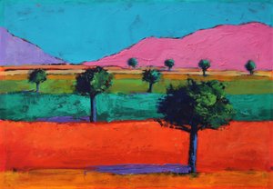 Fox Hall, 2021 (acryl op papier) door Paul Powis