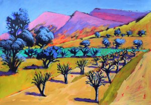 Provence, 2021 (acryl op papier) door Paul Powis