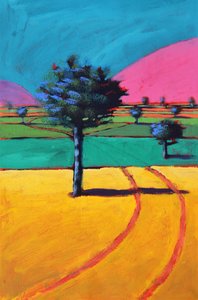 Naar Castlemorton, 2021 (acryl op papier) door Paul Powis