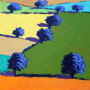 Welland, 2021 (acryl op board) door Paul Powis