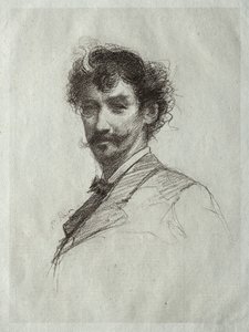 James McNeill Whistler met Witte Lok en Monocle door Paul Rajon