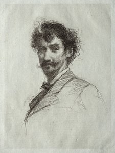 James McNeill Whistler met Witte Lok en Monocle door Paul Rajon