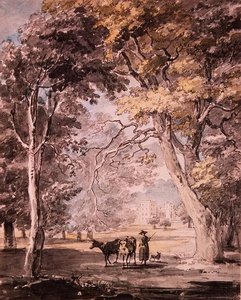 Een Melkmeisje in Windsor Great Park c.1765-70 door Paul Sandby