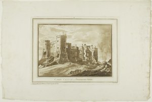 Carey Castle in Pembroke Shire, uit Twaalf uitzichten in aquatint van tekeningen ter plaatse gemaakt in Zuid-Wales