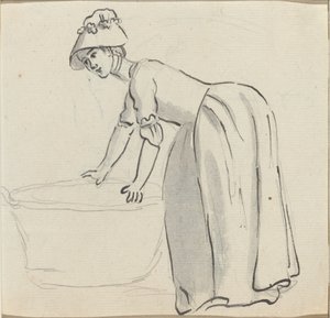 Meisje met een Hoedje aan het Werk [recto] door Paul Sandby