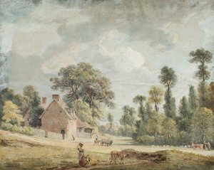 Uitzicht op Egham Hill door Paul Sandby