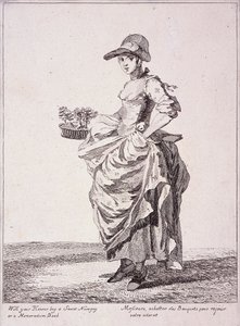 Boeket en memoboekverkoper, Kreten van Londen, 1760 door Paul Sandby