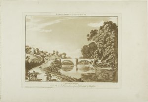 Overton Bridge/Over de rivier Dee, op de grens van Denbigh en Flintshire door Paul Sandby
