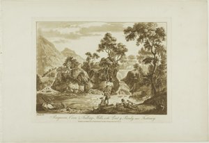 Pengnern Koren- en Voldermolens, met Pont y Pandy, Bij Festiniog door Paul Sandby