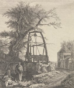 Schotse bedelaars rustend bij een bron