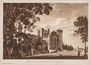 Zicht op Warwick Castle: De ingang van Warwick Castle vanaf de lagere binnenplaats
