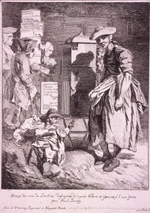 Vrouw met een raree show, Cries of London door Paul Sandby