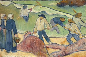 Klein landschap met tang-vissers