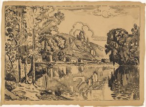 Les Andelys op een zomerochtend door Paul Signac