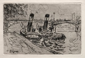 Parijs, De Pont des Arts met Remorqeurs door Paul Signac