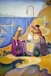 Vrouwen bij de bron of Jonge Provençaalse vrouwen bij de bron. Schilderij door Paul Signac (1863-1935)